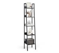 Estantería Escalera de 5 Niveles Industrial Negro Ébano y Negro Tinta