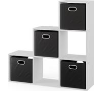 Estantería escalonada Vicco Blanco 107.2 x 107.8 cm con cajas plegables opt.3, Model 36998