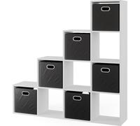 Estantería escalonada Vicco Blanco 142.5 x 140 cm con 6 cajas plegables, Model 37000