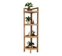 Estantería esquinera, 4 baldas, 105.5 cm, bambú y MDF, natural, niveles semicirculares con elevado, y , para baño, cocina, recibidor y salón, mueble auxiliar, organizador, expositor, Relaxdays
