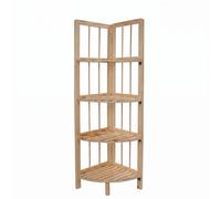 Estantería Esquinera de Madera 4 Niveles Plegable Rinconera Organizador para Baño, Cocina, Salon 28x26x110cm EMIPRO