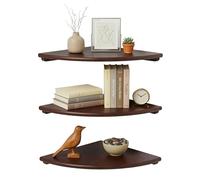 Estantería esquinera Relaxdays, Varias Medidas, Madera de Nogal, salón, decoración, Carga 5 kg, Colgante