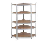 Estantería esquinera, resistencia, 5 estantes, capacidad de carga de 875 kg, 181 x 128 x 92 cm, acero galvanizado con estantes de MDF y protectores de plástico, regulable y divisible, Relaxdays