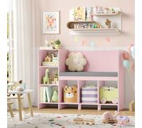 Estantería - Estante para libros - Mueble de almacenamiento - Armario para juguetes - Banco - Rosa - 6 cubos - Material: MDF