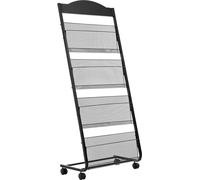 Estantería expositora para folletos, soporte de exhibición de revistas de 4 niveles con ruedas, estantería móvil para revistas, soportes robustos para periódicos y catálogos, ideales para exposiciones