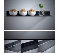 Estantería flotante de pared Unyqoos® fabricada en aluminio, color , con acabado anodizado y resistente a la corrosión. Diseño que ahorra espacio, disponible en 6 tamaños, ideal para baños. Incluye ma