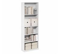Estantería Furinno Jaya de 5 Niveles, 9,5 x 24,6 x 71,1 cm, para Oficina en casa y Sala de Estar, Color Blanco
