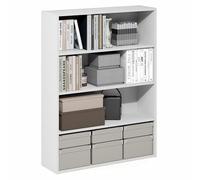 Estantería Furinno PASIR de 4 Niveles con Estante Abierto, 24 x 80 x 105 cm, para Oficina en casa y Sala de Estar, Color Blanco