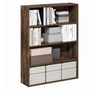 Estantería Furinno PASIR de 4 Niveles con Estante Abierto, 24 x 80 x 105 cm, para Oficina en casa y Sala de Estar, Color Pino ámbar