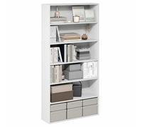 Estantería Furinno PASIR de 6 Niveles con Estante Abierto, 24 x 80 x 160 cm, para Oficina, Dormitorio y Sala de Estar, Color Blanco