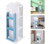 Estantería giratoria, 4 niveles, de plástico, color azul, para habitación infantil