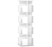 Estantería giratoria con 4 niveles y 16 compartimentos | Color: Blanco | Dimensiones: 39 x 39 x 128,3 cm