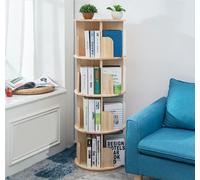 Estantería giratoria de 360 grados, con 4 niveles, para libros, ideal para niños y adultos. Estante de madera maciza para organizar libros