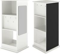 Estantería giratoria para libros infantiles, con pizarra y espejo, 3 niveles, 8 ganchos, diseño de madera