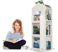 Estantería giratoria para niños, con 3 niveles, que gira 360°, dimensiones: 94 x 40,6 x 40,6 cm, ideal para habitaciones infantiles