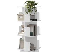 Estantería giratoria para niños con 3 niveles y 12 compartimentos, color blanco, 40x94x40 cm. Estantería de pie independiente, estante giratorio de 360 grados, estante para juguetes y decoración, esta