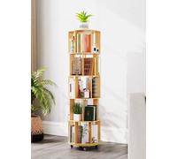 Estantería giratoria Unyqoos® que ahorra espacio: rotación de 360°, 5 estantes ajustables, 4 ruedas (2 con freno), MDF, 46 x 46 x 165,5 cm, ideal para habitaciones infantiles