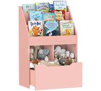 Estantería HOMCOM multiusos con 3 estantes, 2 nichos y cajón grande para bebidas, color rosa Gris claro