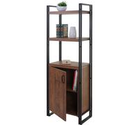 Estantería HWC-A27, estantería de pie, estante para el hogar, compartimento de almacenamiento con puerta, 165x55 cm, estructura 3D, aspecto de roble natural
