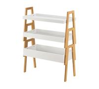 Estantería independiente de 3 piezas hitra estantes apilables bambú 85 x 65 x 30 cm - color natural y blanco [en.casa]