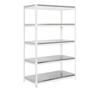 Estantería Industrial, 2000x1200x450 mm, 300 kg de Punto Flexión, 5 Estantes Metálicos, Estantería Garaje, Blanco/Galva - Bricoforte
