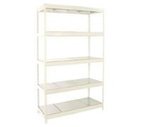 Estantería Industrial, 2000x1200x450 mm, 400 kg de Punto Flexión, 5 Estantes Metálicos, Estantería Garaje, Blanco/Galva - Ecoforte