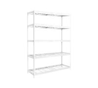 Estantería Industrial, 2000x1800x600 mm, 300 kg de Punto Flexión, 5 Estantes de Rejilla, Estantería Garaje, Blanco - Ecoforte