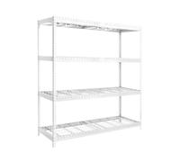 Estantería Industrial, 2000x1800x600 mm, 400 kg de Punto Flexión, 4 Estantes de Rejilla, Estantería Garaje, Blanco - Ecoforte