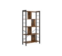 VASAGLE Librería, Estantería de Almacenamiento de 5 Niveles, Organizador de Oficina de Estudio, con Compartimentos, para Salón, Estilo Industrial, Marrón Rústico y Negro Tinta LBC12BX
