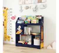 Estantería infantil 3 en 1 de COSTWAY, estantería de 3 niveles para niños con compartimentos y puerta, organizador de juguetes y libros para habitaciones infantiles, salones, guarderías, 93 x 30 x 100