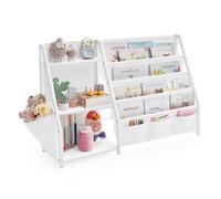 SONGMICS Estantería Infantil, Estantería para Niños, para Juguetes, Organizador de Libros, con Bolsillo Lateral, 75 cm de Altura, para Habitación Infantil, Cuarto de Juegos, Blanco GKR024W01