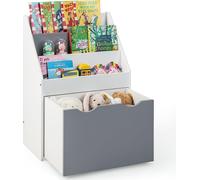 Estantería infantil COSTWAY con 3 estantes y un contenedor de juguetes con ruedas, estantería multifuncional ideal para habitaciones infantiles y guarderías