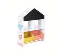 SONGMICS Estantería Infantil de Juguetes y Libros, Estantería para Niños, con Cajas, Estantes, para Habitación de los Niños, Sala de Juegos, Blanco, Negro, Naranja y Amarillo GKR320W01
