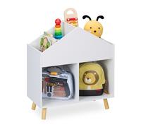 Relaxdays Estante infantil en forma de casa blanco,marrón claro