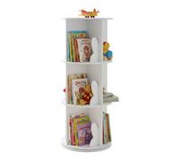 Relaxdays Estantería Infantil rotativa 12 Compartimentos, Torre de Libros, 97x40x40 cm, Blanca