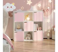 Estantería infantil "Ljunshund" con 9 compartimentos, forma cúbica, 90 x 90 x 30 cm, color blanco/rosa