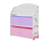 Estantería infantil orust con motivos aglomerado 98x83x30 cm - motivo unicornio rosa/violeta [en.casa]