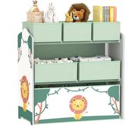 Estantería Infantil para Juguetes de 3 Niveles con 6 Cajas Extraíbles de Tela no Tejida para Guardería 63x30x66 cm verde