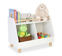 Relaxdays Estante infantil pequeño para juguetes blanco,marrón claro