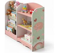 Relaxdays Estantería infantil 7 compartimentos blanco,verde,rosa