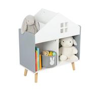Relaxdays Estante infantil en forma de casa blanco,marrón claro,gris