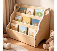 Estantería infantil Relaxdays, organizador de escritorio portátil, estantería de escritorio con 3 compartimentos, dimensiones 31x51x28 cm, mini estantería, MDF, color natural