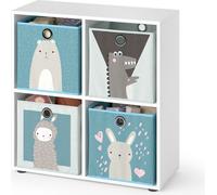 Estantería infantil Vicco Tetra Blanco 72.6 x 72 cm con 4 cajas plegables (gris/azul), Model 34144