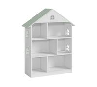 Estantería infantil vipsali en forma de casa mdf 107x83x30cm - blanco / verde menta [en.casa]
