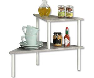 Estantería KESPER para cocina, estante de esquina con 2 niveles, diseño similar al hormigón, 53 x 38 x 38 cm, certificada , estantería de metal y tablero de fibra lacado, modelo 27812