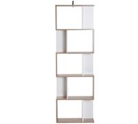 HomCom Estantería alta en forma de S – 5 estantes, 60x24x184,5 cm, blanco y madera