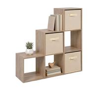 Miroytengo Estantería Librería 6 Cubos Abril, 3 Cajones Tela, Decoraciones 89x89x28 cm
