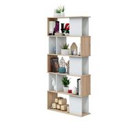 Estantería, librería gerp 6 niveles, para salón, estudio blanco artik y roble canadian 80 cm