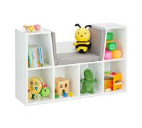 Estantería Librería infantil Estante con cojín 6 compartimentos Blanco
