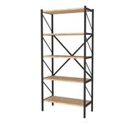 Estantería librería rus 5 estantes roble safir y negro 160x66x34 cm